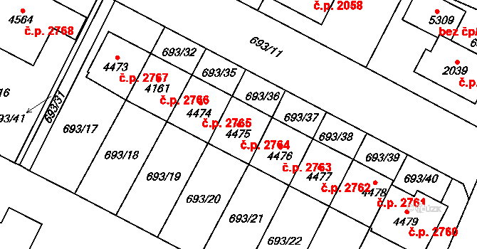 Dvůr Králové nad Labem 2764 na parcele st. 4475 v KÚ Dvůr Králové nad Labem, Katastrální mapa