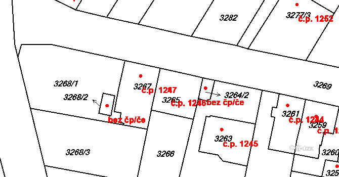 České Budějovice 6 1246, České Budějovice na parcele st. 3265 v KÚ České Budějovice 6, Katastrální mapa