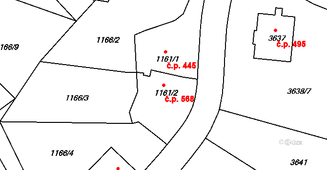 Liberec IV-Perštýn 568, Liberec na parcele st. 1161/2 v KÚ Liberec, Katastrální mapa