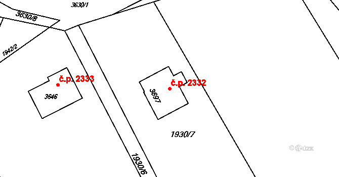 Rožnov pod Radhoštěm 2332 na parcele st. 3697 v KÚ Rožnov pod Radhoštěm, Katastrální mapa