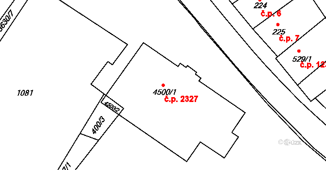 Rakovník II 2327, Rakovník na parcele st. 4500/1 v KÚ Rakovník, Katastrální mapa