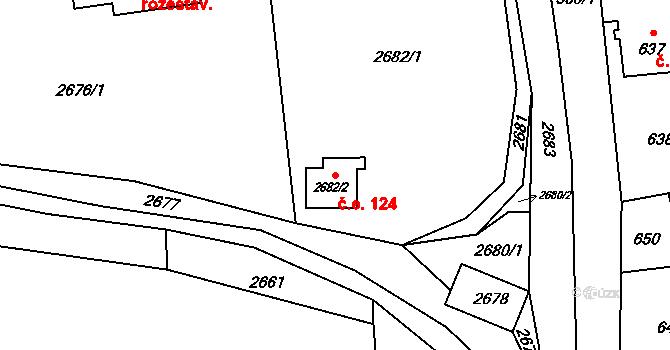 Šluknov 124 na parcele st. 2682/2 v KÚ Šluknov, Katastrální mapa