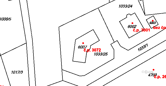 Šumperk 3072 na parcele st. 6007 v KÚ Šumperk, Katastrální mapa