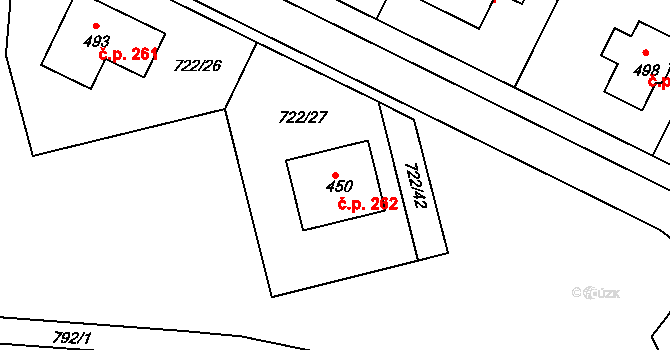 Škrdlovice 262 na parcele st. 450 v KÚ Škrdlovice, Katastrální mapa