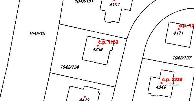 Valdické Předměstí 1163, Jičín na parcele st. 4239 v KÚ Jičín, Katastrální mapa