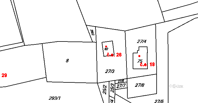Zdeslavice 26, Chlístovice na parcele st. 60 v KÚ Zdeslavice u Chlístovic, Katastrální mapa