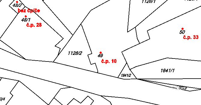 Ratiboř 10, Chyšky na parcele st. 49 v KÚ Ratiboř, Katastrální mapa