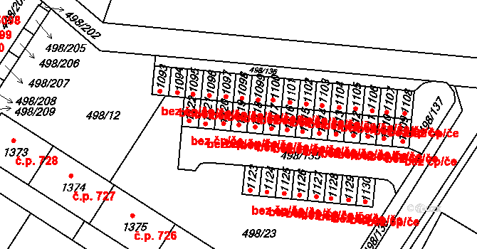 Znojmo 42573688 na parcele st. 1119 v KÚ Přímětice, Katastrální mapa