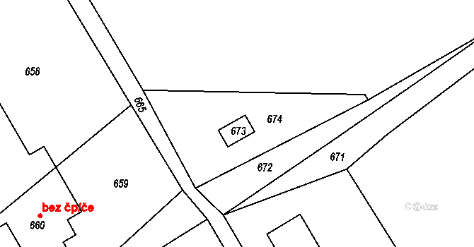 Bystřice nad Pernštejnem 44164688 na parcele st. 673 v KÚ Domanín u Bystřice nad Pernštejnem, Katastrální mapa