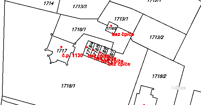 Chomutov 45032688 na parcele st. 1718/6 v KÚ Chomutov I, Katastrální mapa