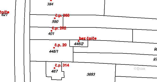 Korytná 47920688 na parcele st. 446/2 v KÚ Korytná, Katastrální mapa