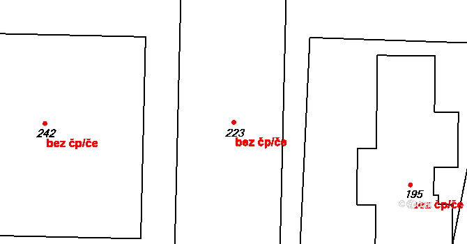 Chlístov 49401688 na parcele st. 223 v KÚ Chlístov u Benešova, Katastrální mapa