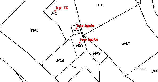 Lešná 49424688 na parcele st. 245/2 v KÚ Lhotka nad Bečvou, Katastrální mapa