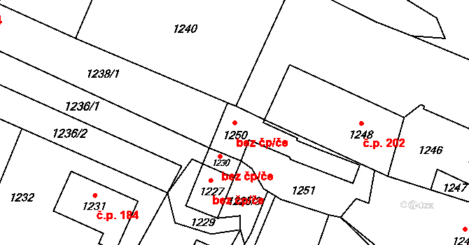 Jablůnka 49453688 na parcele st. 1250 v KÚ Jablůnka, Katastrální mapa