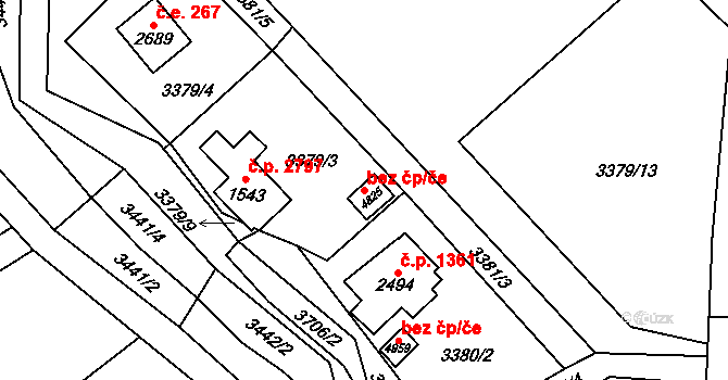 Rožnov pod Radhoštěm 49725688 na parcele st. 4825 v KÚ Rožnov pod Radhoštěm, Katastrální mapa