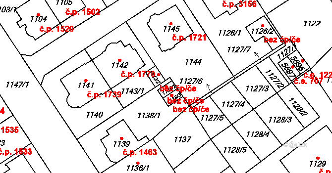 Chomutov 79522688 na parcele st. 1138/2 v KÚ Chomutov I, Katastrální mapa