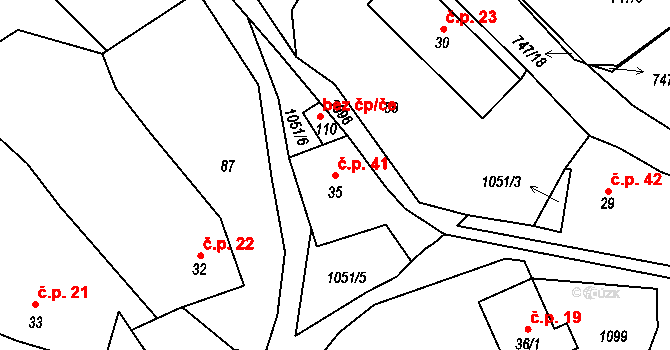 Onšovice 41, Čkyně na parcele st. 35 v KÚ Onšovice u Čkyně, Katastrální mapa