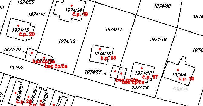 Vimperk III 18, Vimperk na parcele st. 1974/18 v KÚ Vimperk, Katastrální mapa