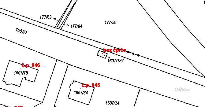 Kosmonosy 94252688 na parcele st. 1607/132 v KÚ Kosmonosy, Katastrální mapa