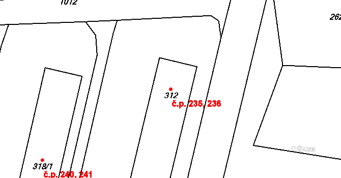 Rokytnice v Orlických horách 235,236 na parcele st. 312 v KÚ Rokytnice v Orlických horách, Katastrální mapa
