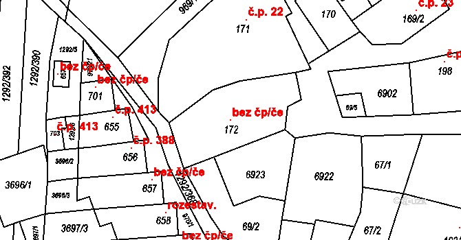 Brumovice 101786689 na parcele st. 172 v KÚ Brumovice, Katastrální mapa