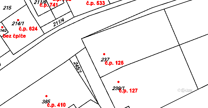 Morkovice 125, Morkovice-Slížany na parcele st. 237 v KÚ Morkovice, Katastrální mapa