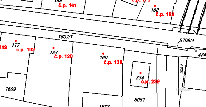 Jamolice 138 na parcele st. 160 v KÚ Jamolice, Katastrální mapa