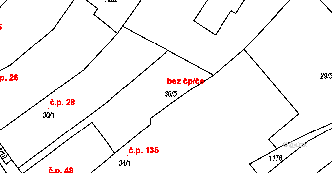 Nučice 121035689 na parcele st. 30/5 v KÚ Nučice, Katastrální mapa
