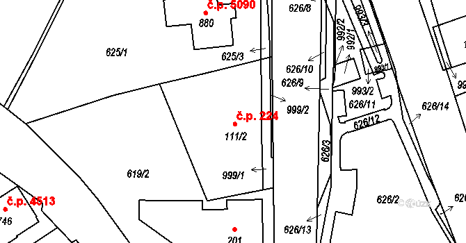 Kokonín 224, Jablonec nad Nisou na parcele st. 111/2 v KÚ Kokonín, Katastrální mapa