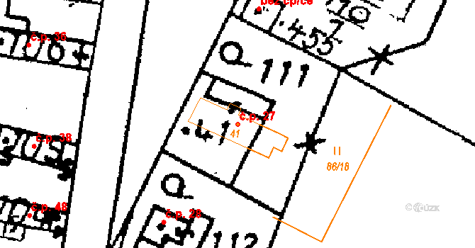 Vanovice 27, Všejany na parcele st. 41 v KÚ Všejany, Katastrální mapa