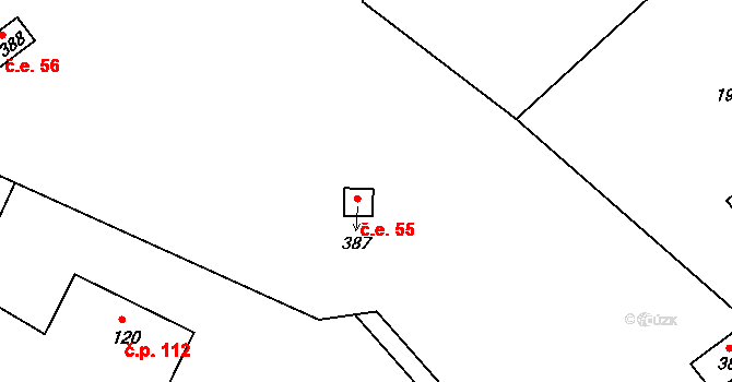 Heřmanice v Podještědí 55, Jablonné v Podještědí na parcele st. 387 v KÚ Heřmanice v Podještědí, Katastrální mapa