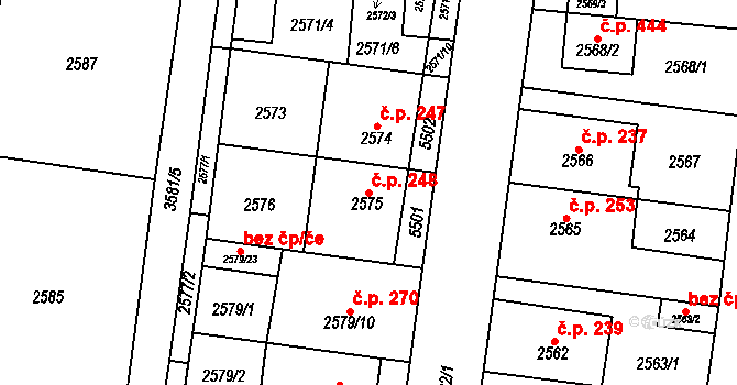 Nosálovice 248, Vyškov na parcele st. 2575 v KÚ Vyškov, Katastrální mapa