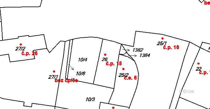 Divišovice 15, Sedlec-Prčice na parcele st. 26 v KÚ Divišovice, Katastrální mapa