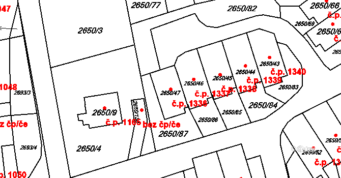 Frýdlant 1336 na parcele st. 2650/47 v KÚ Frýdlant, Katastrální mapa