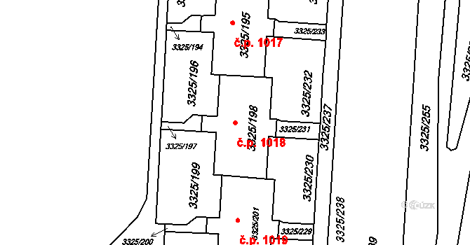 Lutyně 1018, Orlová na parcele st. 3325/198 v KÚ Horní Lutyně, Katastrální mapa