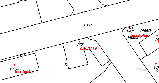 Ústí nad Labem-centrum 1778, Ústí nad Labem na parcele st. 278 v KÚ Ústí nad Labem, Katastrální mapa
