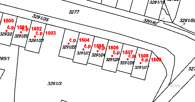 Střekov 1506, Ústí nad Labem na parcele st. 3291/24 v KÚ Střekov, Katastrální mapa