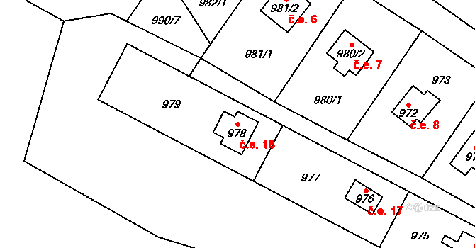 Chlebovice 18, Frýdek-Místek na parcele st. 978 v KÚ Chlebovice, Katastrální mapa