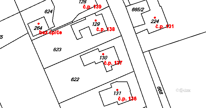 Malý Rohozec 137, Turnov na parcele st. 130 v KÚ Malý Rohozec, Katastrální mapa