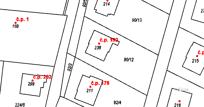 Dublovice 192 na parcele st. 238 v KÚ Dublovice, Katastrální mapa
