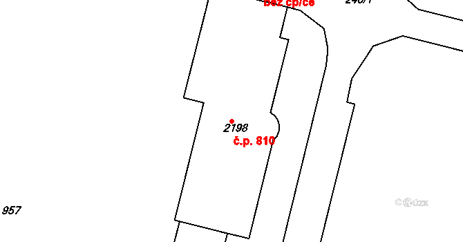 Lobeček 810, Kralupy nad Vltavou na parcele st. 2198 v KÚ Lobeček, Katastrální mapa