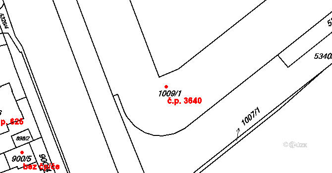 Znojmo 3640 na parcele st. 1009/1 v KÚ Znojmo-město, Katastrální mapa