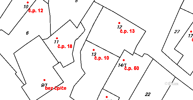 Štěpánovice 10, Výčapy na parcele st. 13 v KÚ Štěpánovice u Jaroměřic nad Rokytnou, Katastrální mapa
