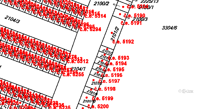 Kadaň 5194 na parcele st. 2101/4 v KÚ Kadaň, Katastrální mapa