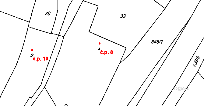 Ujčín 8, Kolinec na parcele st. 4 v KÚ Ujčín, Katastrální mapa