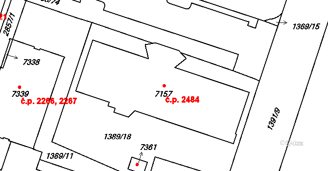 Cheb 2484 na parcele st. 7157 v KÚ Cheb, Katastrální mapa