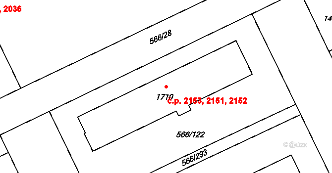 Zábřeh 2151,2152,2153, Ostrava na parcele st. 1710 v KÚ Zábřeh nad Odrou, Katastrální mapa