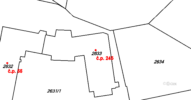Poruba 245, Ostrava na parcele st. 2633 v KÚ Poruba, Katastrální mapa