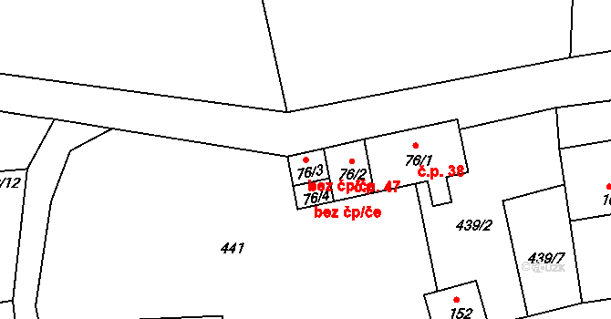 Benešov nad Černou 41204689 na parcele st. 76/3 v KÚ Hartunkov, Katastrální mapa