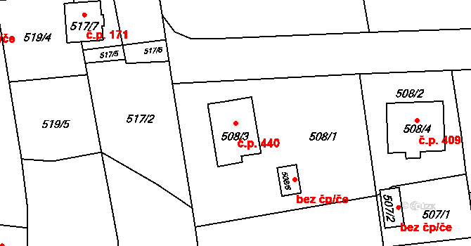 Dolní Benešov 440 na parcele st. 508/3 v KÚ Dolní Benešov, Katastrální mapa